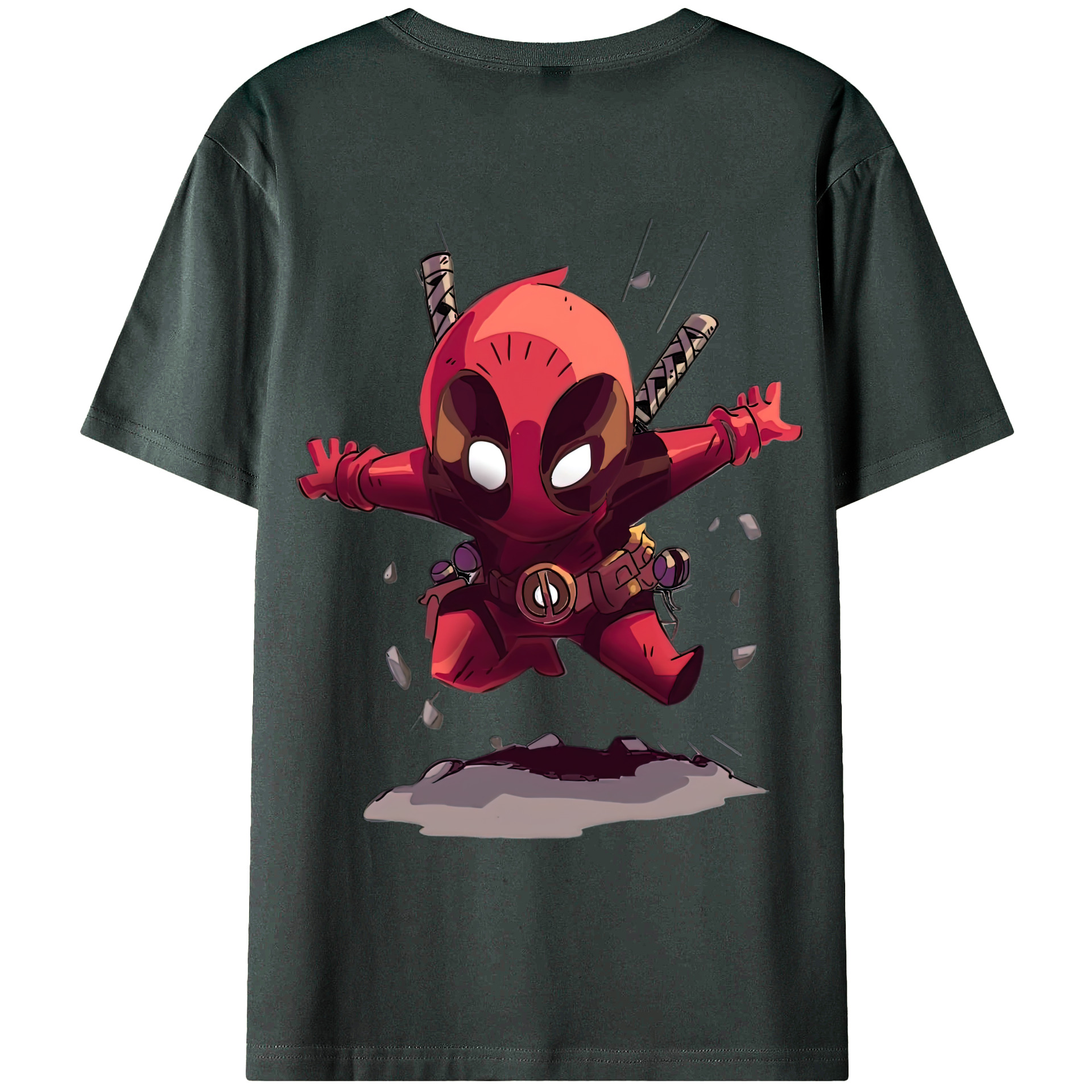 （画像用） Deadpool デッドプール 綿100％ メンズ半袖Tシャツ（バックプリント） 通気性